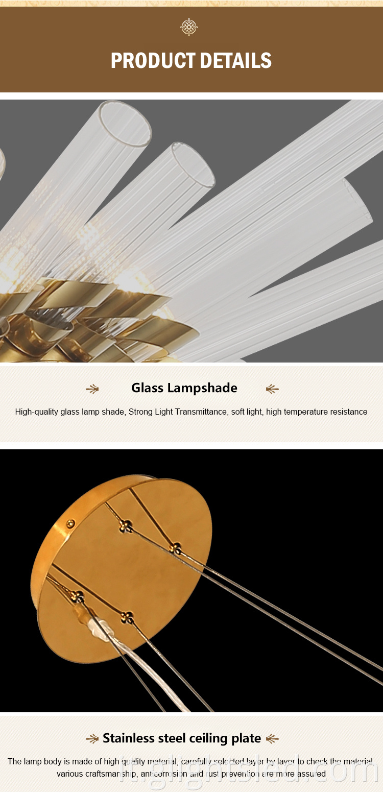 G-Lights Creative Design Indoor Living Room Round Glass Led Lampadario a sospensione